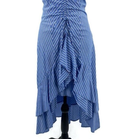 JOIE Eberta Dress Hi Low Blue White Striped Ruffle Hem Womens XS - Picture 4 of 10